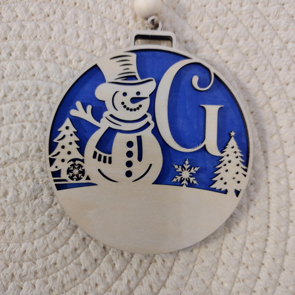Personalized Snowman Christmas Ornament—Custom Initial Laser Cut Bauble, Wooden Xmas Tree Decoration, Gift Tag Idea - product photo 7