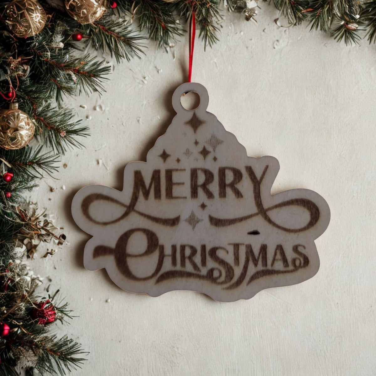 Merry Christmas Wooden Gift Tags|Laser Cut Holiday Ornaments with Twine|Xmas Tree & Stocking Tags|Non Personalized Mini Merry Christmas Tags - product photo 2
