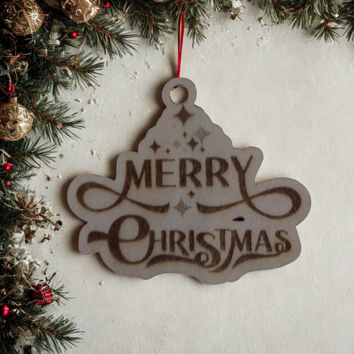 Merry Christmas Wooden Gift Tags|Laser Cut Holiday Ornaments with Twine|Xmas Tree & Stocking Tags|Non Personalized Mini Merry Christmas Tags - product photo 2