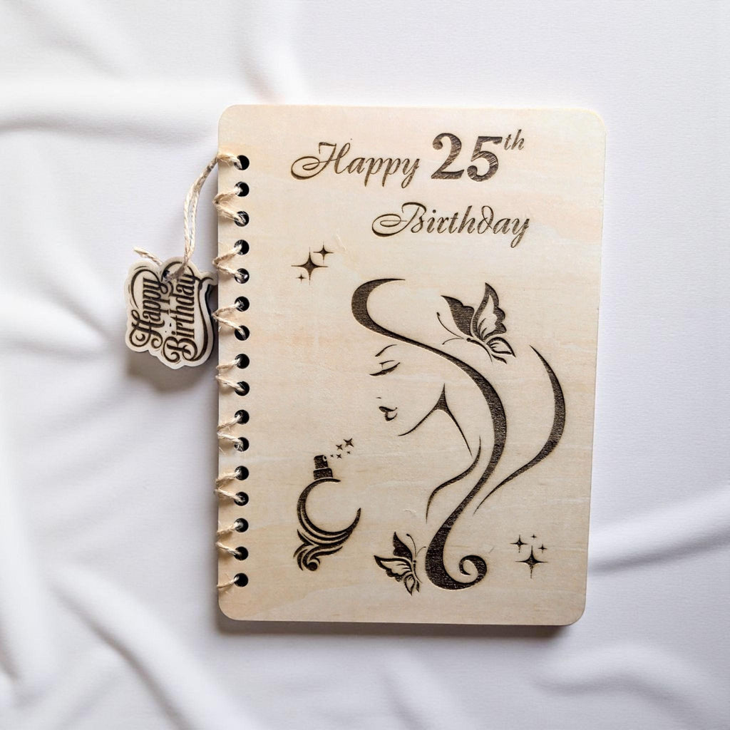 Personalised Wooden 25th Birthday Card for Women | Happy Birthday Card Her | A5 Laser Engraved Keepsake Gift Daughter Sister - product photo 4