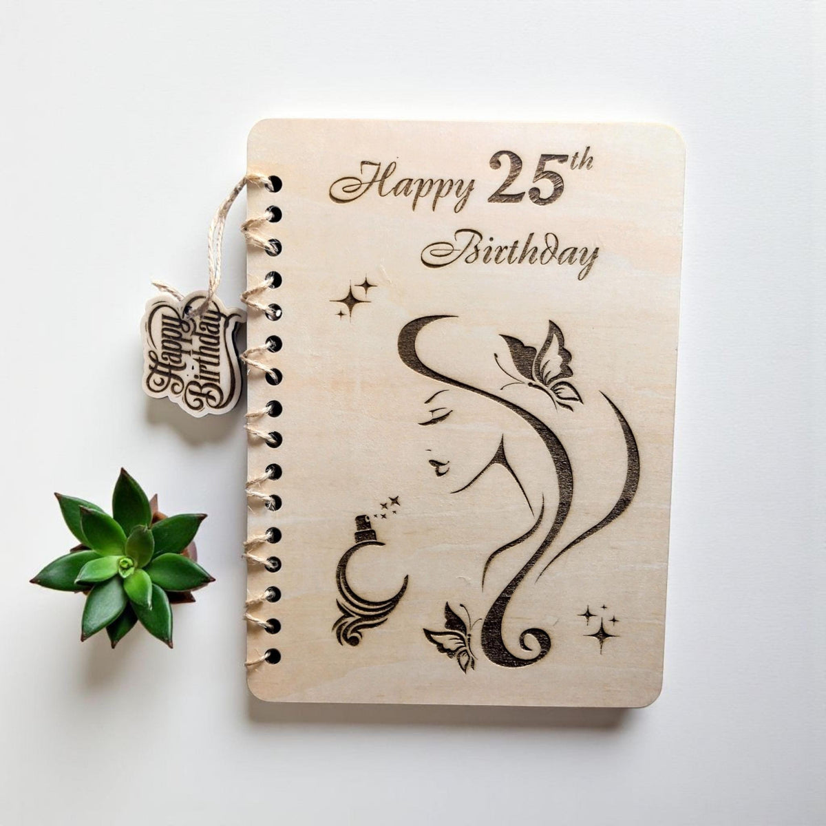 Personalised Wooden 25th Birthday Card for Women | Happy Birthday Card Her | A5 Laser Engraved Keepsake Gift Daughter Sister