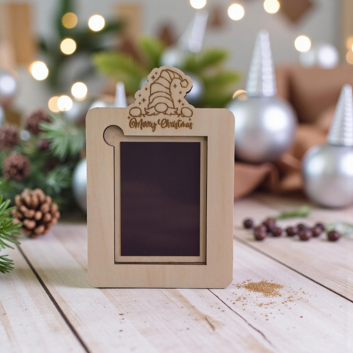 Personalized Wooden Christmas Photo Frame | Magnetic Birch Picture Holder | Custom Family Keepsake | Laser Cut Holiday Gift Display - product photo 7