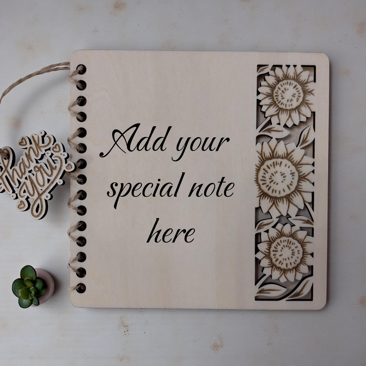 Laser Cut Wooden Notebook Gift Set,Personalized Wooden Stationery Set,Custom Engraved Notebook and Pen Set,Teacher Gift with Pen , Bookmark - product photo 8