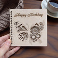 Personalised Wooden Happy Birthday Card | Laser Cut Floral Butterfly Card | Milestone 40th 50th 60th 70th Birthday Keepsake