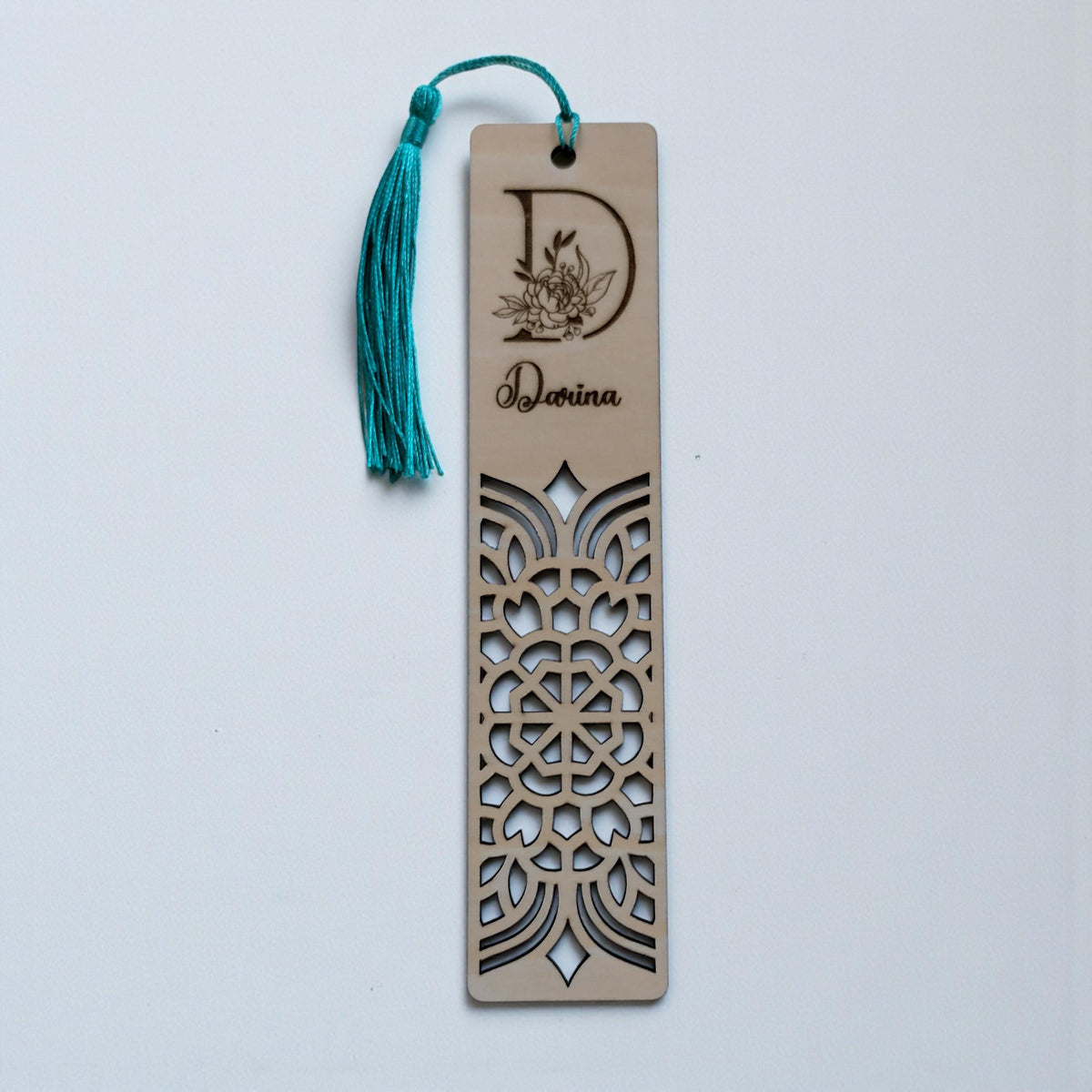 Personalized Wooden Bookmark with Name & Initial, Laser-Cut Floral Monogram Bookmark, Custom Gift for Book Lover, Teacher Gift - product photo 6