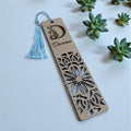 Personalized Wooden Bookmark with Name & Initial, Laser-Cut Floral Monogram Bookmark, Custom Gift for Book Lover, Teacher Gift