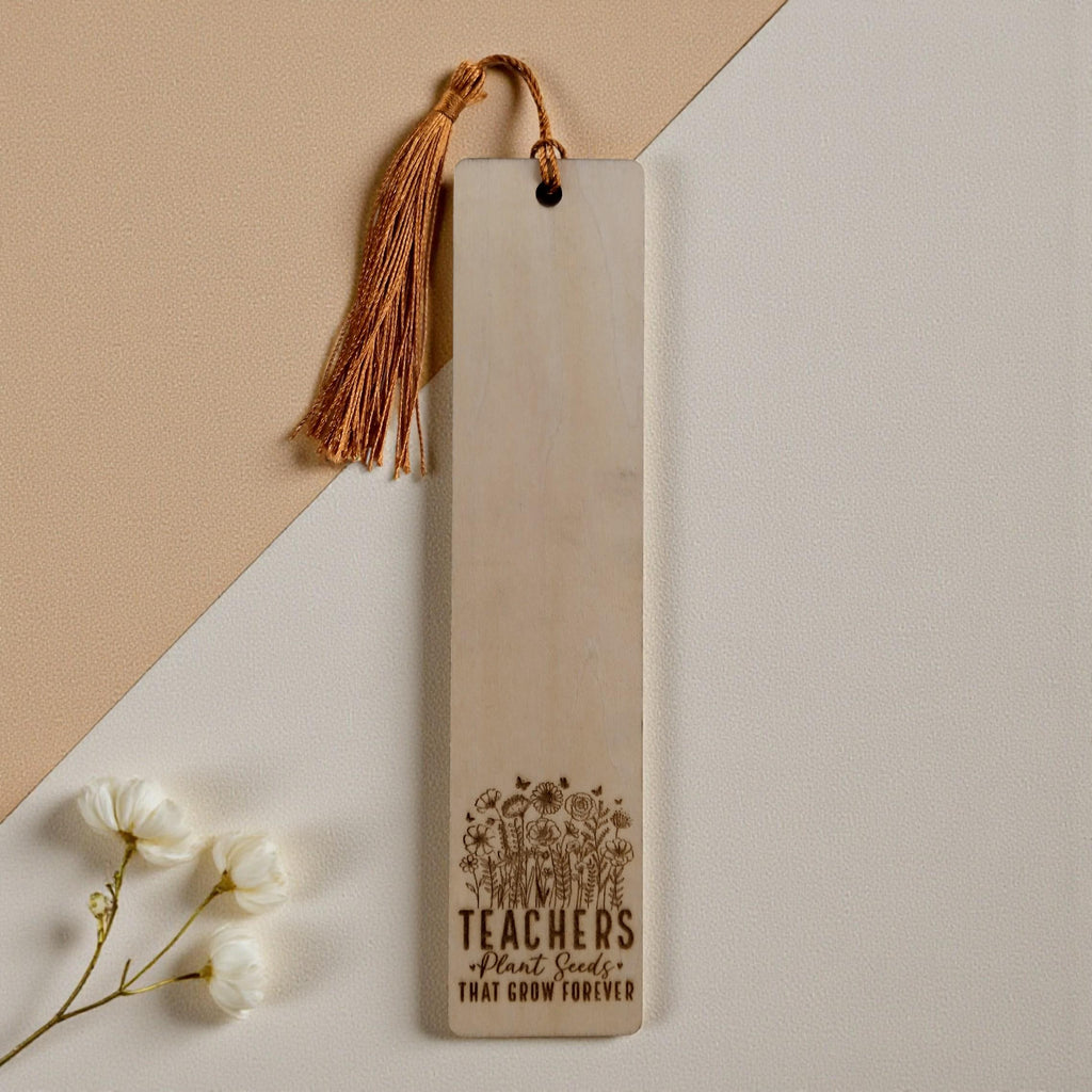 Personalised Teacher Gift Set, A5 Wooden Notebook + Bookmark + 13x13 Card, "Teachers Plant Seeds" End of Year Thank you, Teacher. - product photo 10