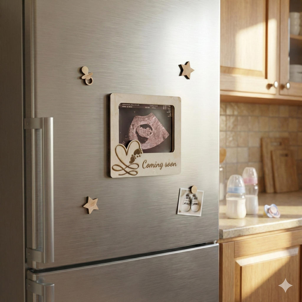 Wooden Ultrasound Photo Frame Magnet | Sonogram Fridge Magnet | Baby Scan Keepsake | Pregnancy Announcement Gift | Coming Soon - product photo 6