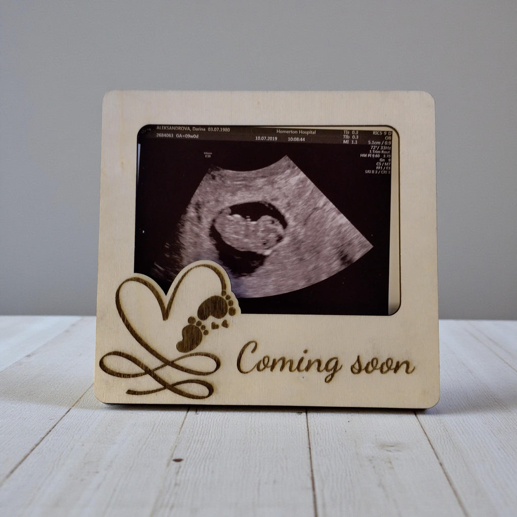 Wooden Ultrasound Photo Frame Magnet | Sonogram Fridge Magnet | Baby Scan Keepsake | Pregnancy Announcement Gift | Coming Soon - product photo 7