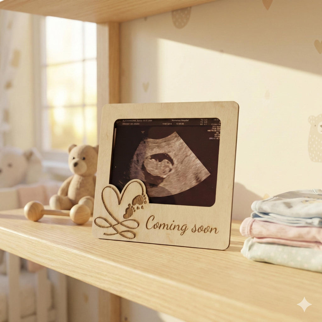 Wooden Ultrasound Photo Frame Magnet | Sonogram Fridge Magnet | Baby Scan Keepsake | Pregnancy Announcement Gift | Coming Soon - product photo 5