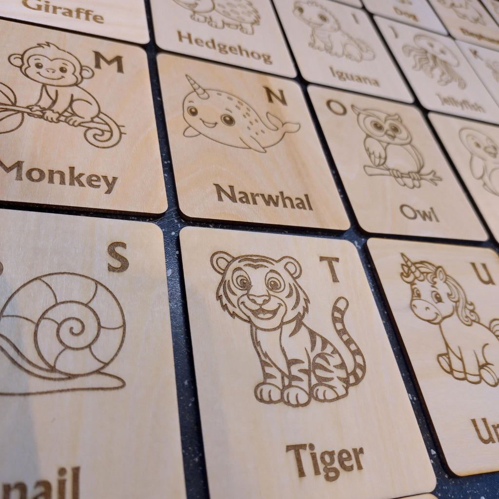 Wooden Alphabet Animal Flash Cards, A-Z Montessori ABC Learning Set, Educational Toddler Gift, Preschool Letter Cards - product photo 4