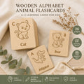 Wooden Alphabet Animal Flash Cards, A-Z Montessori ABC Learning Set, Educational Toddler Gift, Preschool Letter Cards