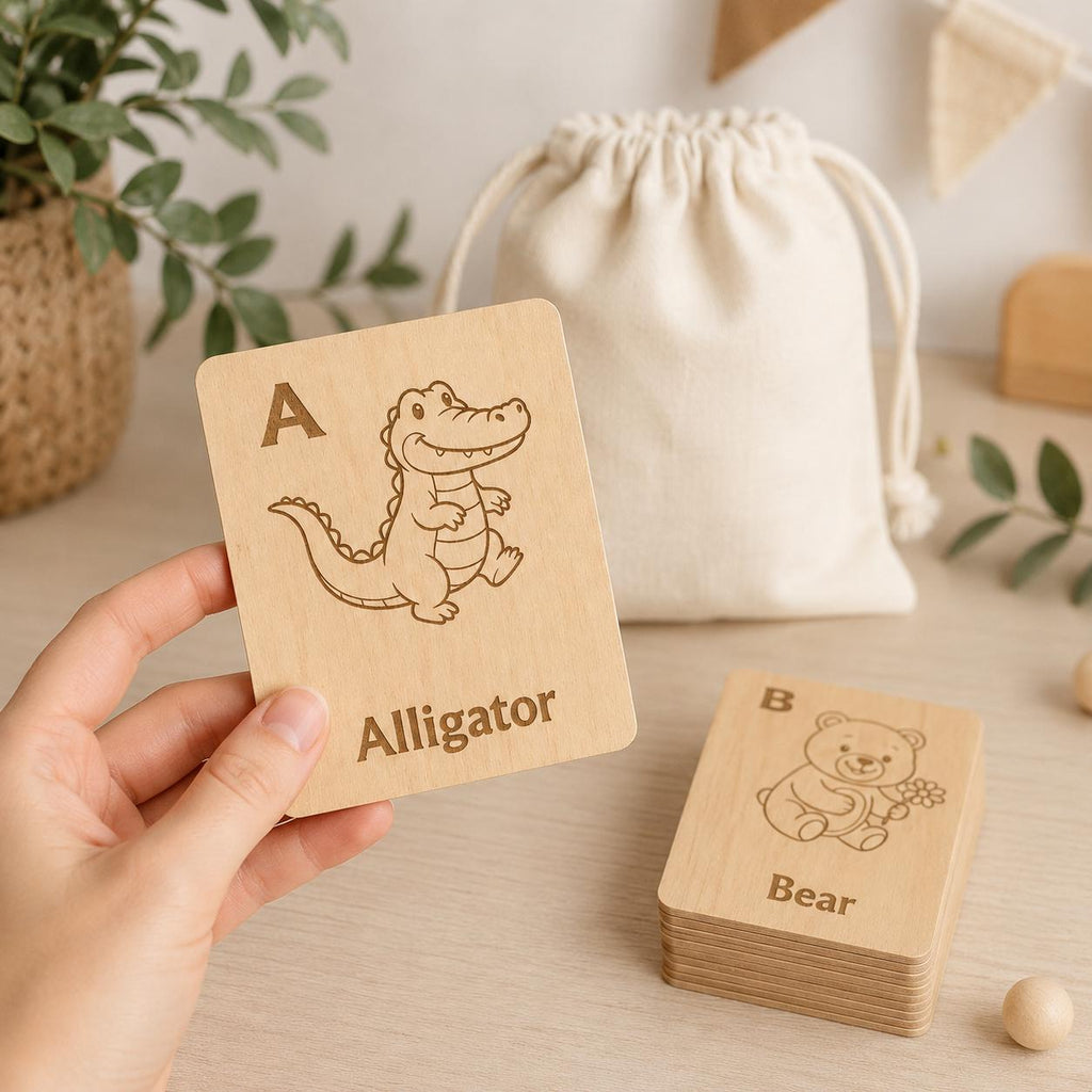Wooden Alphabet Animal Flash Cards, A-Z Montessori ABC Learning Set, Educational Toddler Gift, Preschool Letter Cards - product photo 3