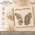 Wooden Happy Birthday Card for Her | Laser Cut Floral Butterfly Birthday Card | Engraved Wooden Keepsake Greeting Card Gift