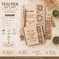 Laser Cut Wooden Notebook Gift Set,Personalized Wooden Stationery Set,Custom Engraved Notebook and Pen Set,Teacher Gift with Pen , Bookmark