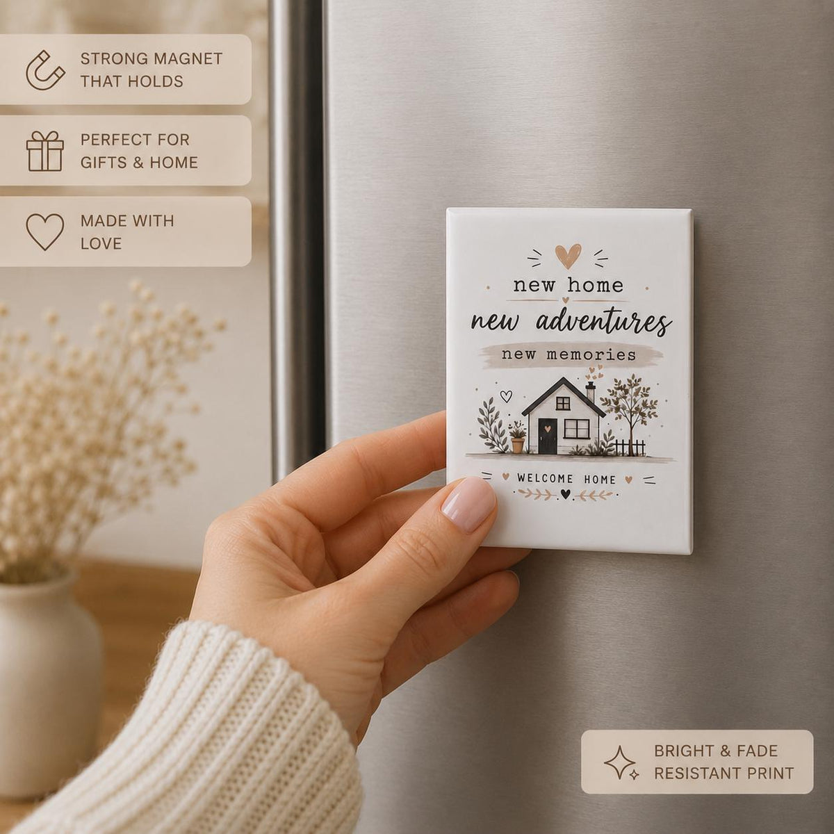 House-warming Fridge Magnet – New Adventures & Memories Gift – Moving House Present – Kitchen Decor – 2.5 x 3.5 Inches - product photo 4