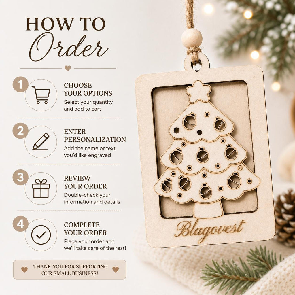 Personalised Wooden Christmas Money Holder Ornament | Christmas Tree Ornament with Name Engraving | Gift for Kids, Friends | Money Ornament - product photo 3
