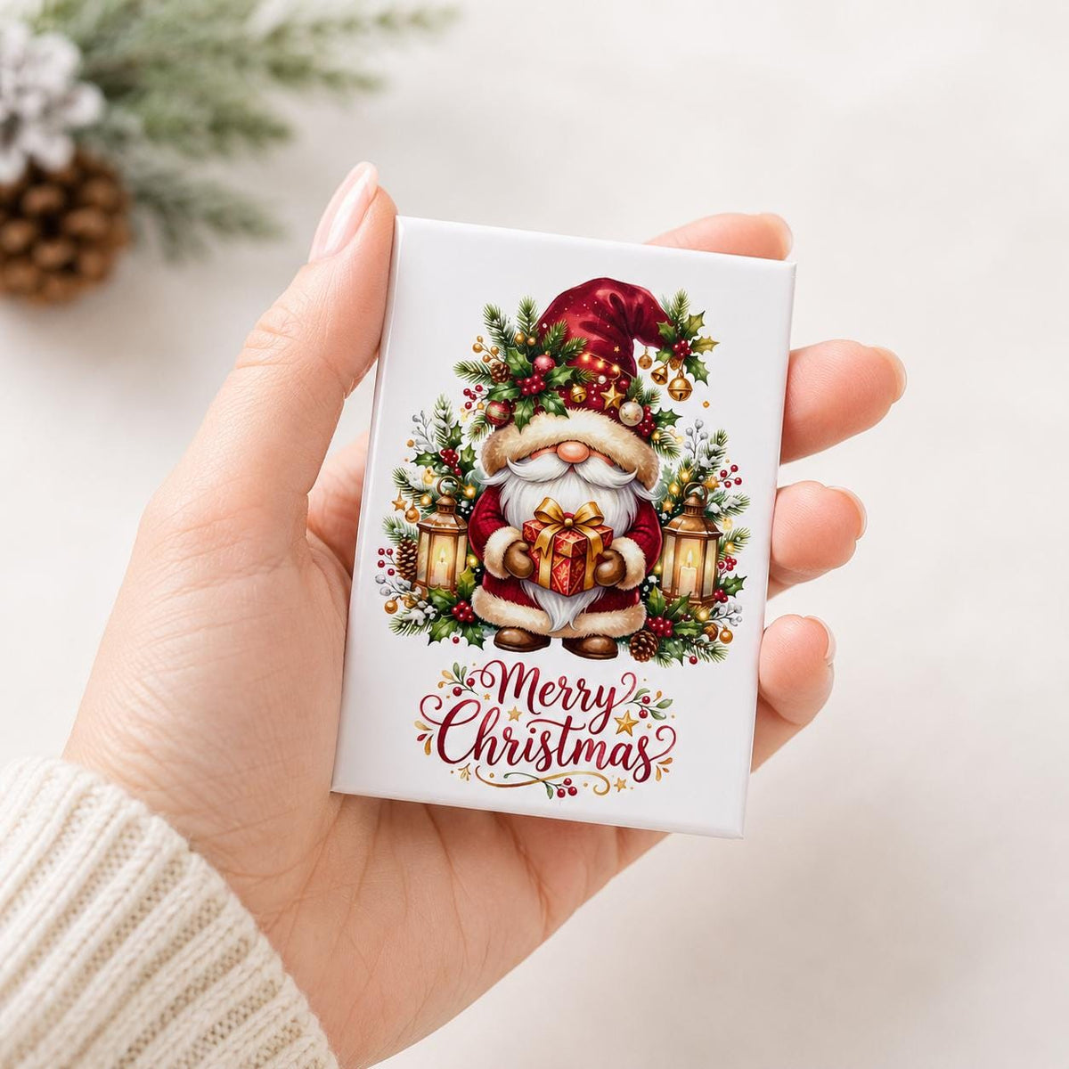 Christmas Gnome Fridge Magnet, Cute Merry Christmas Refrigerator Magnet, Holiday Gnome Decor, Xmas Stocking Stuffer Gift, Handmade Magnet - product photo 8