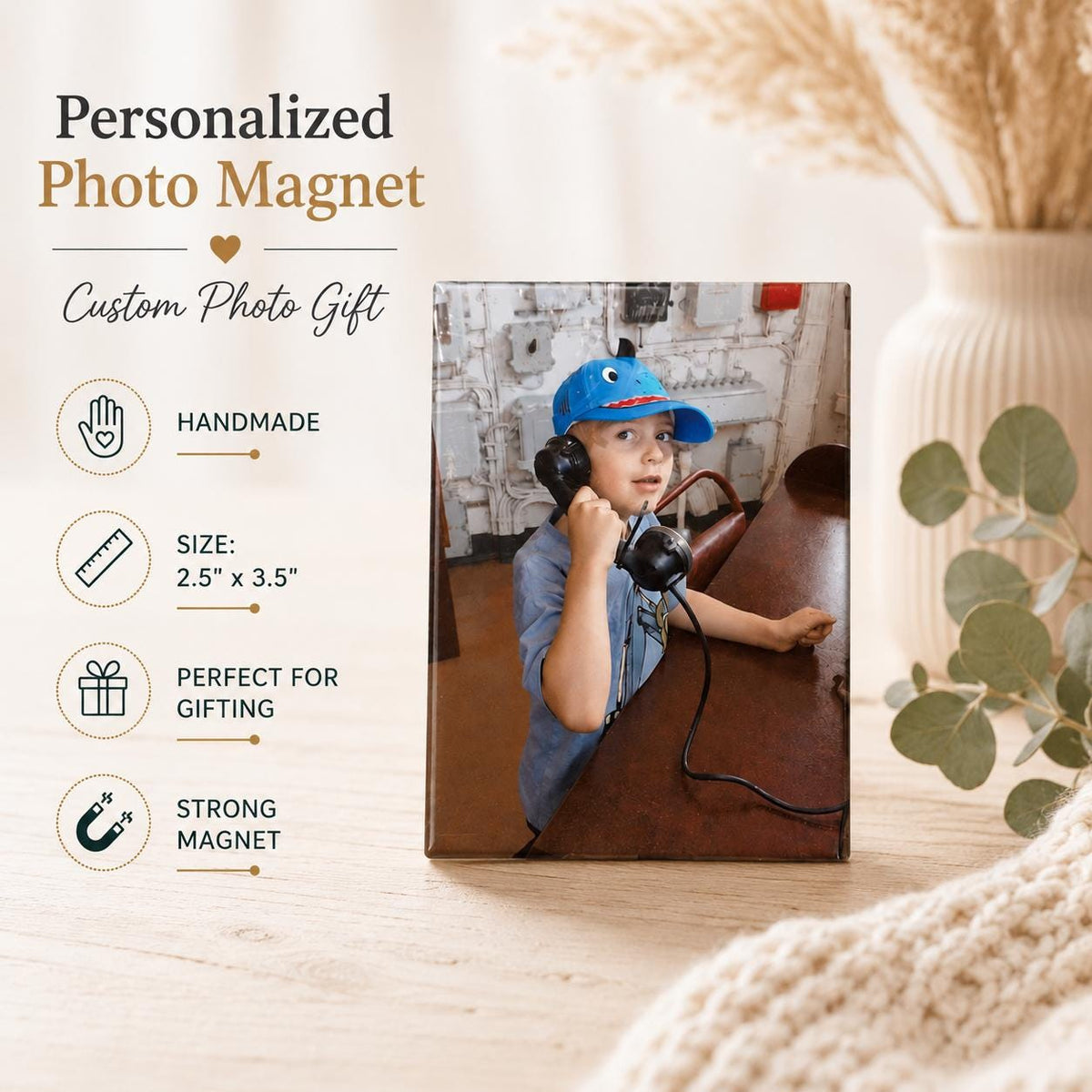 Personalized Photo Magnet, Custom Fridge Magnet with Your Picture, Handmade Photo Gift, Family Keepsake, Anniversary Gift, Custom Magnet