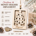 Personalised Wooden Christmas Money Holder Ornament | Christmas Tree Ornament with Name Engraving | Gift for Kids, Friends | Money Ornament