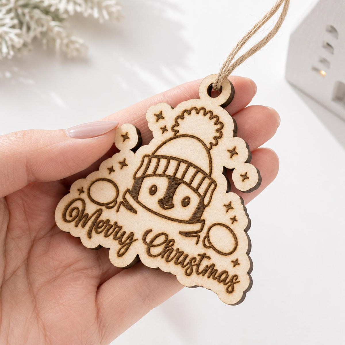 Peeking Penguin Christmas Gift Tags, Wood Ornament, Laser Cut Wooden Xmas Tags, Rustic Holiday Stocking Tag, Tree Decoration with Twine, 6cm - product photo 4