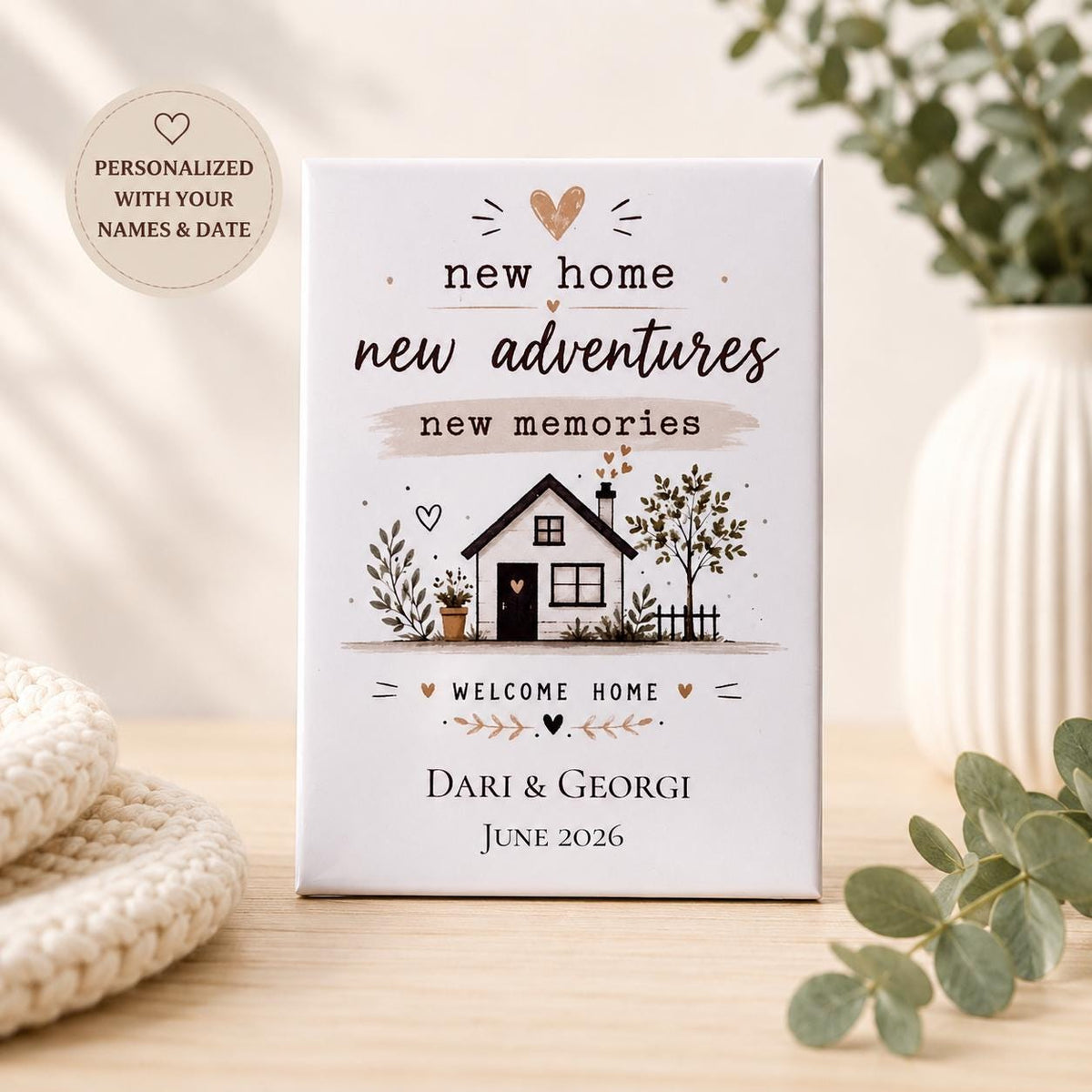 Personalized New Home Magnet, Housewarming Gift, New Home New Adventures Fridge Magnet, First Home Gift, Custom Names & Date Keepsake - product photo 6
