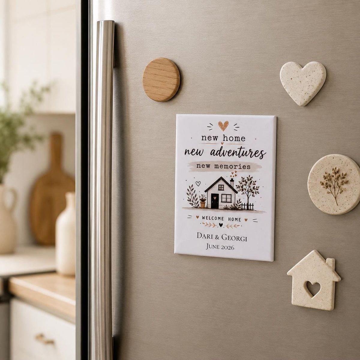Personalized New Home Magnet, Housewarming Gift, New Home New Adventures Fridge Magnet, First Home Gift, Custom Names & Date Keepsake - product photo 7