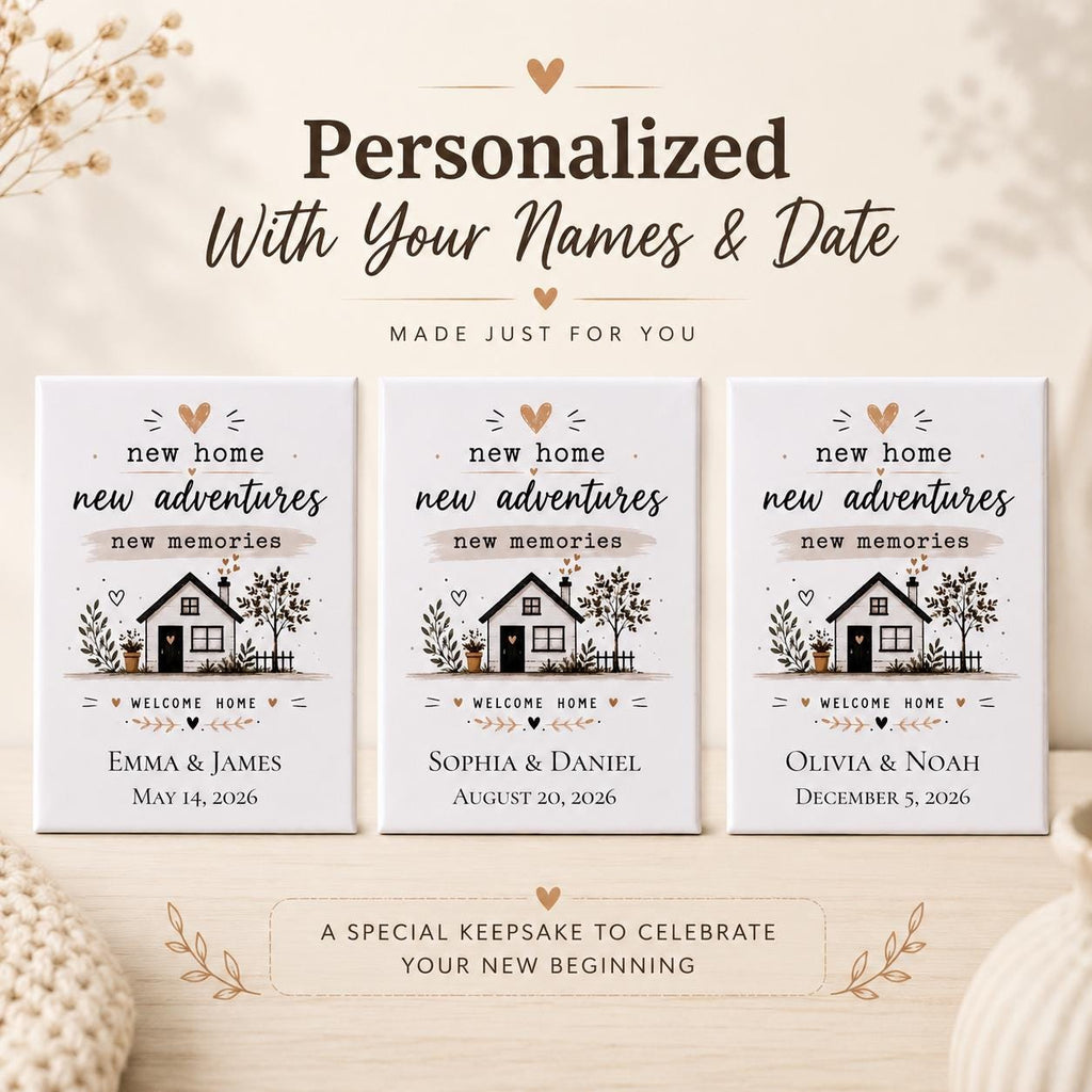 Personalized New Home Magnet, Housewarming Gift, New Home New Adventures Fridge Magnet, First Home Gift, Custom Names & Date Keepsake - product photo 4
