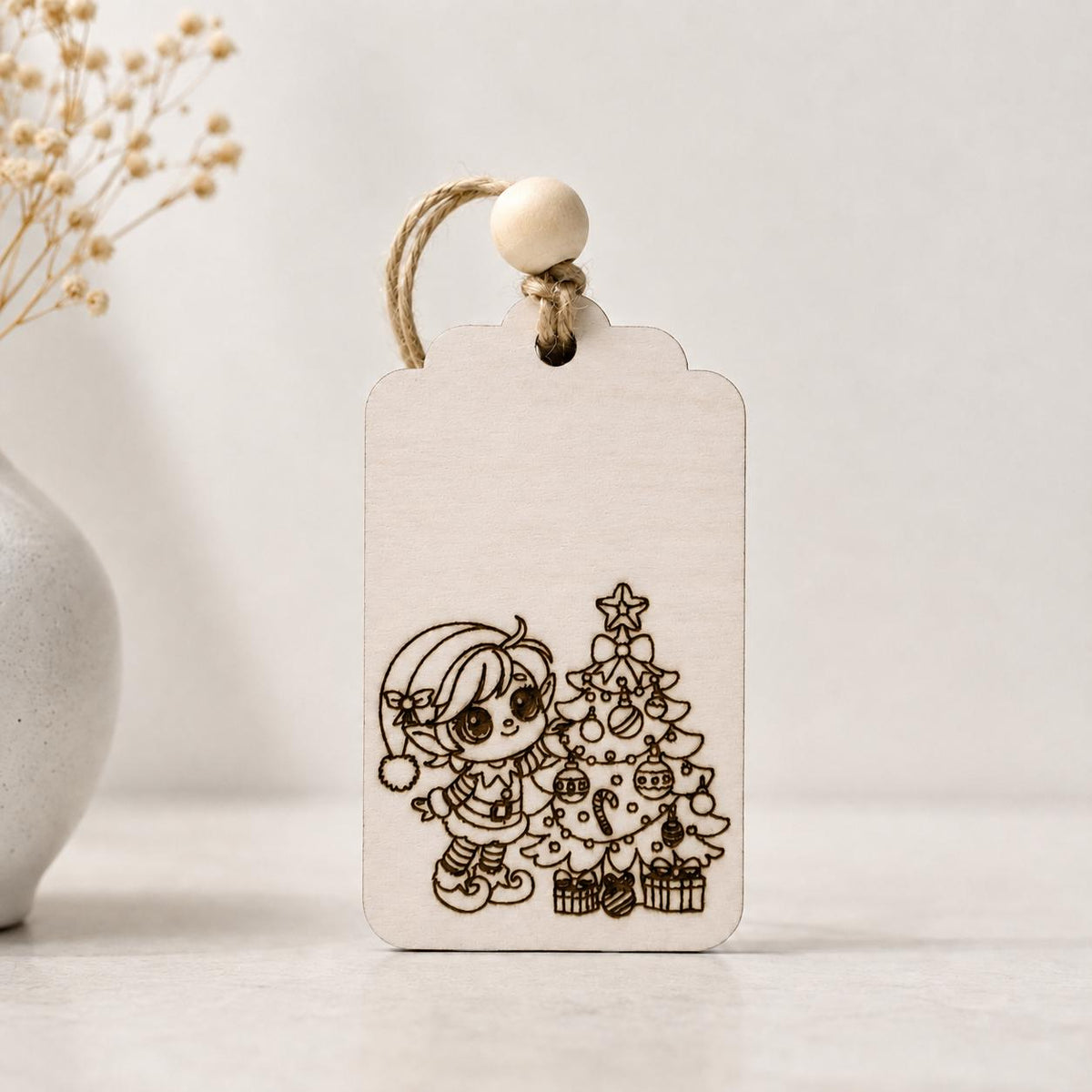 Personalized Wooden Christmas Gift Tag | Custom Name Engraved | Laser Engraved Name Tags | Stocking Tags Holiday Decor | Christmas Keepsake - product photo 8