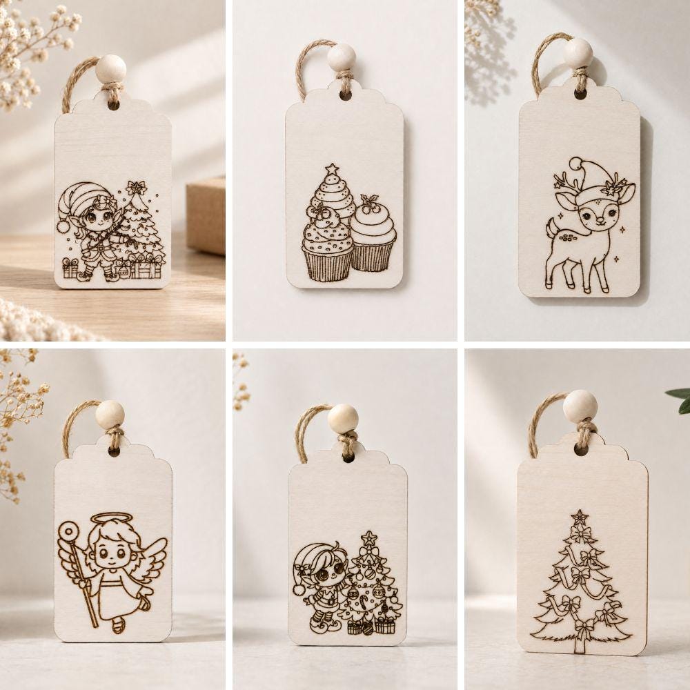 Personalized Wooden Christmas Gift Tag | Custom Name Engraved | Laser Engraved Name Tags | Stocking Tags Holiday Decor | Christmas Keepsake - product photo 6