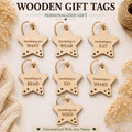 Personalized Wooden Christmas Gift Tags Set of 7 | Kids Christmas Gift Stocking Tags | Holiday Gift Tag | Want Need Wear Read Custom Name