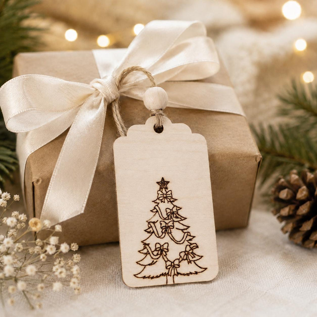 Personalized Wooden Christmas Gift Tag | Custom Name Engraved | Laser Engraved Name Tags | Stocking Tags Holiday Decor | Christmas Keepsake - product photo 4