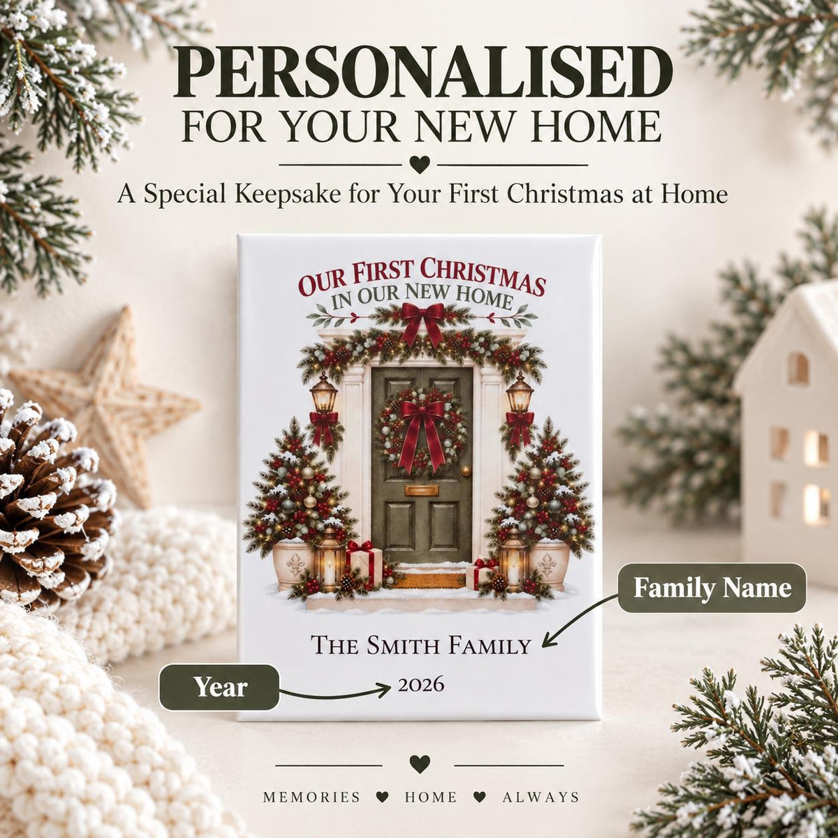 Personalized First Christmas In Our New Home Magnet, Custom Family Name Fridge Magnet, New Home Gift, Housewarming Keepsake - product photo 5