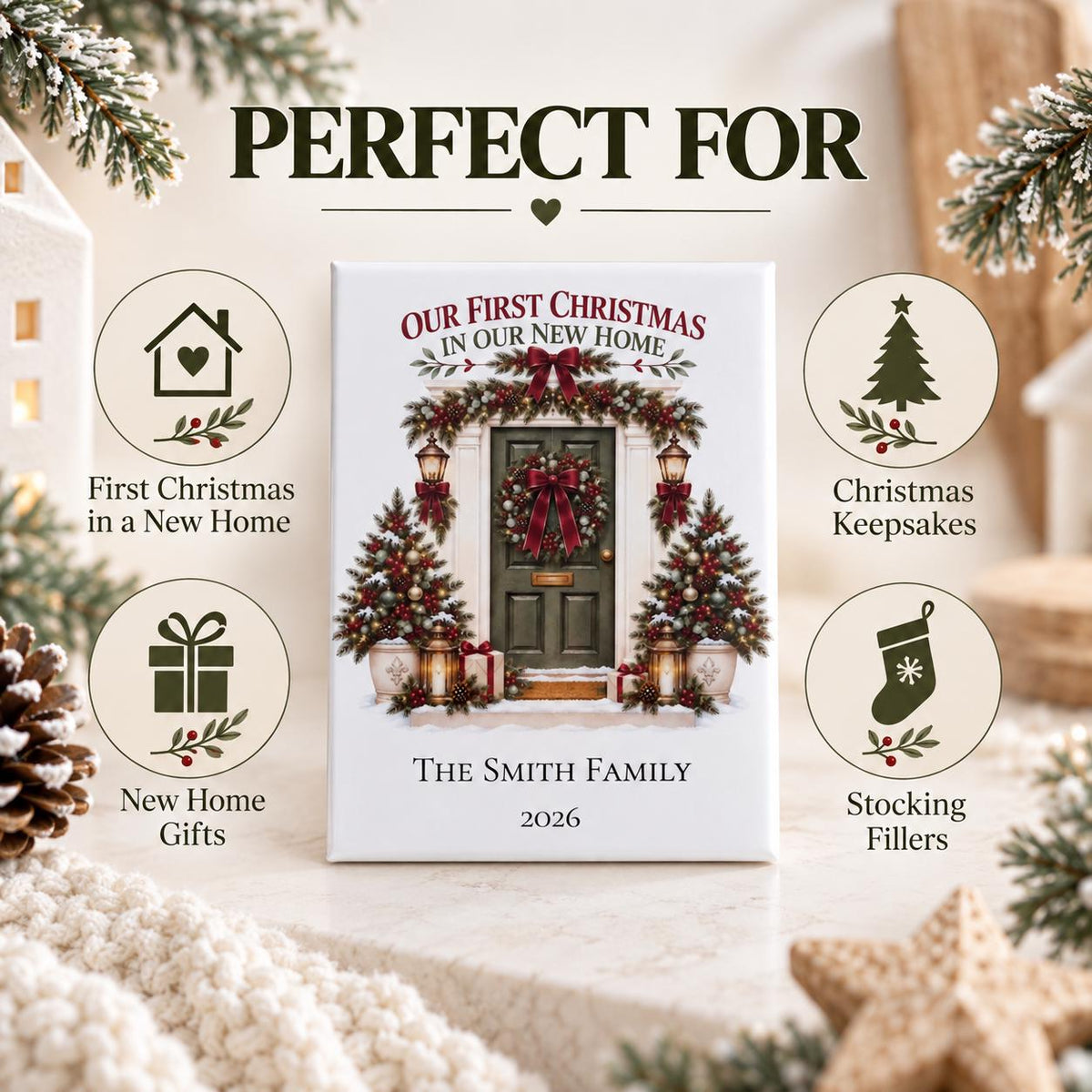 Personalized First Christmas In Our New Home Magnet, Custom Family Name Fridge Magnet, New Home Gift, Housewarming Keepsake - product photo 9