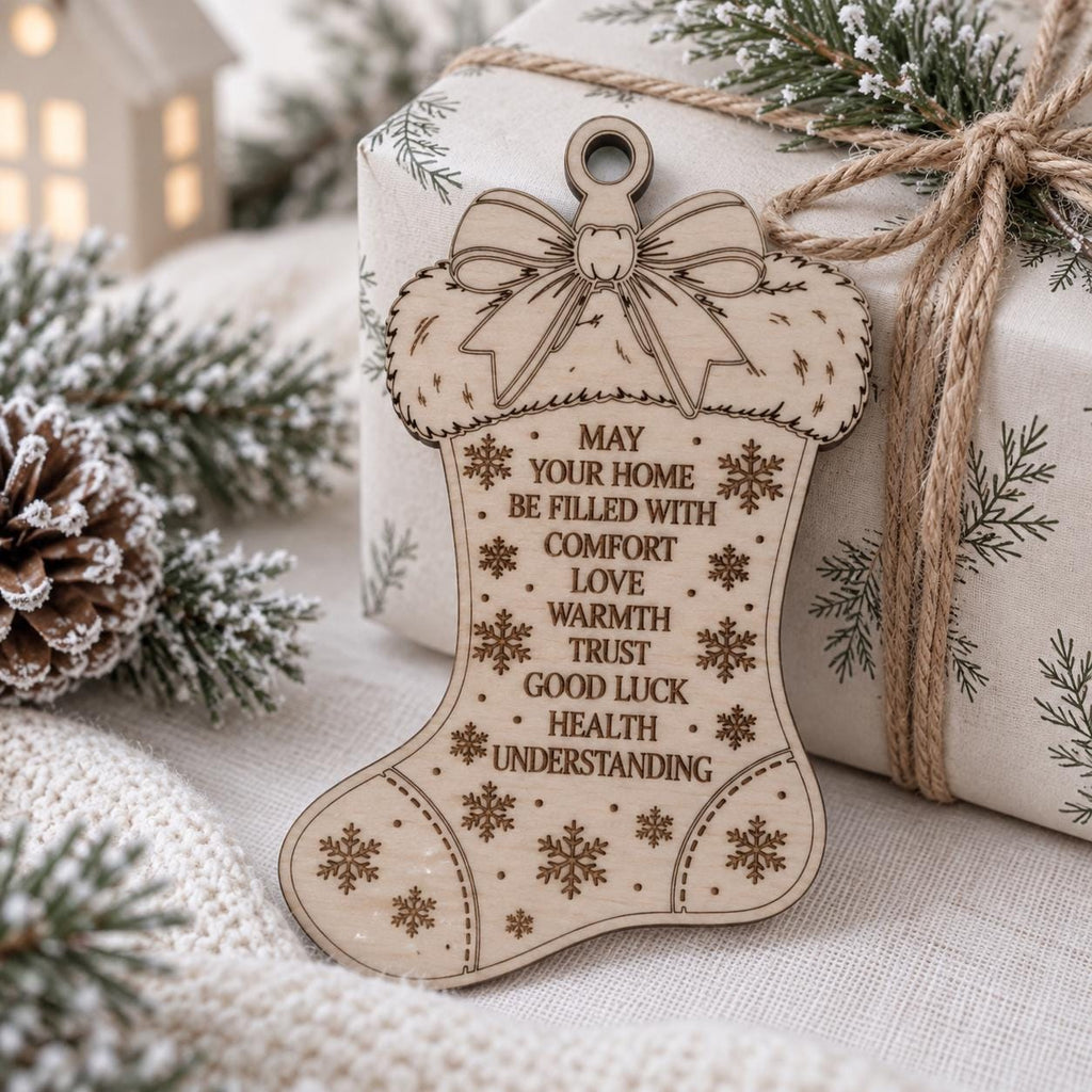 Wooden Christmas Home Blessing Ornament, Engraved Family Blessing Tree Decoration, Rustic Farmhouse Christmas Gift, Housewarming Present - product photo 8