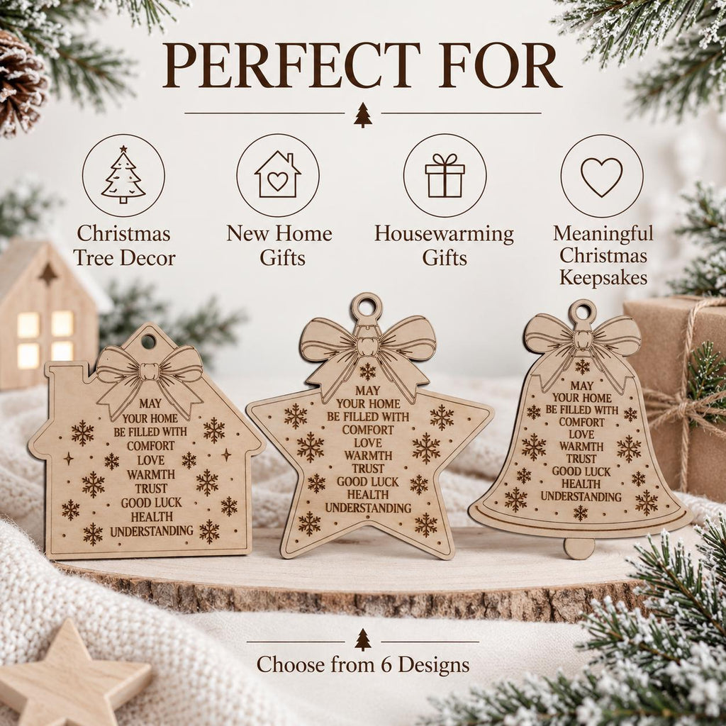 Wooden Christmas Home Blessing Ornament, Engraved Family Blessing Tree Decoration, Rustic Farmhouse Christmas Gift, Housewarming Present - product photo 6