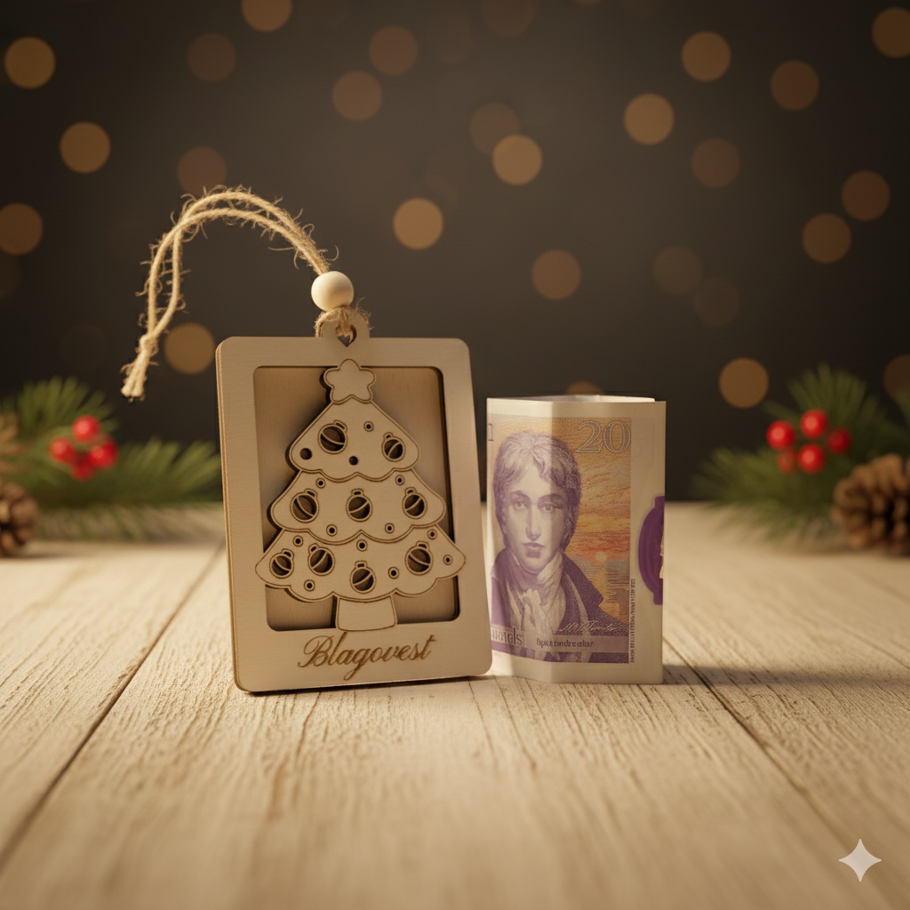 Personalized Wooden Christmas Money Holder Ornament
