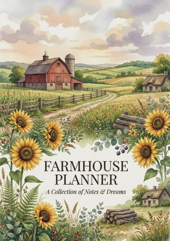 Farmhouse Planner Printable A5 – 50+ Pages, Weekly Daily Meal Garden Budget Planner PDF
