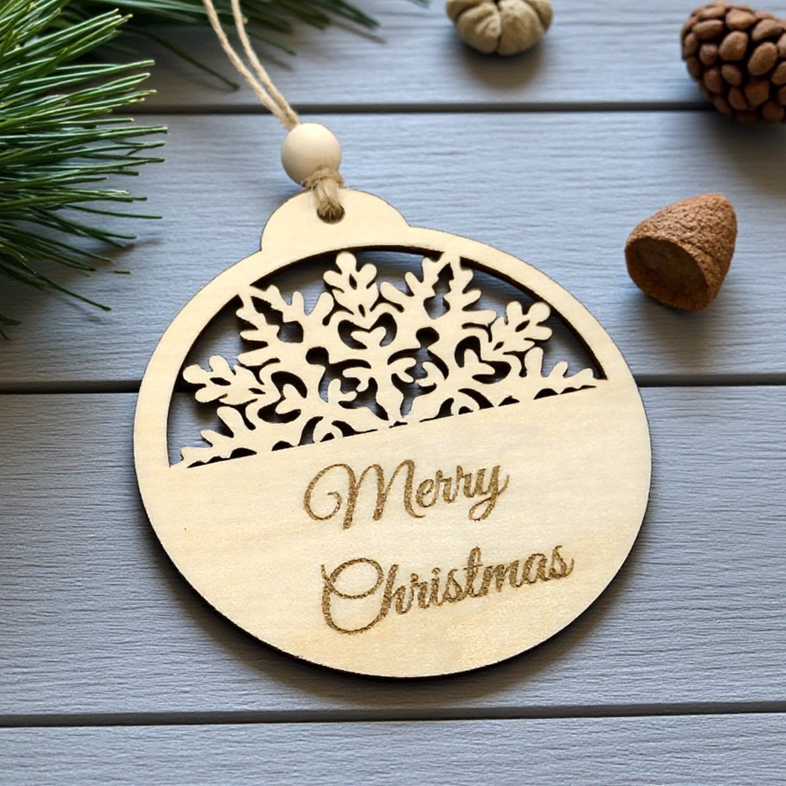 Wooden Christmas ornament with snowflake design – CraftRay Gifts