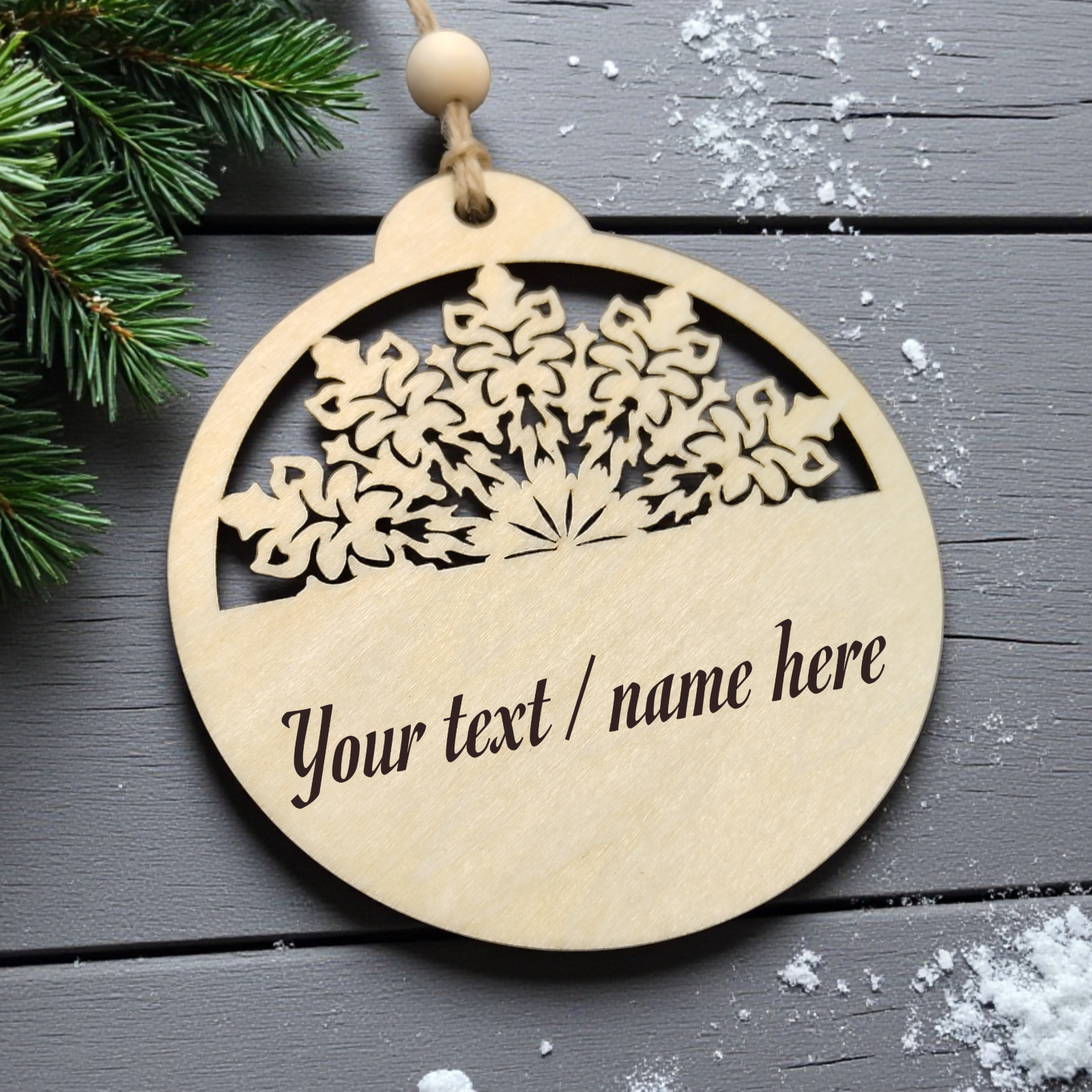 Laser-cut wooden bauble with festive snowflake pattern – CraftRay Gifts