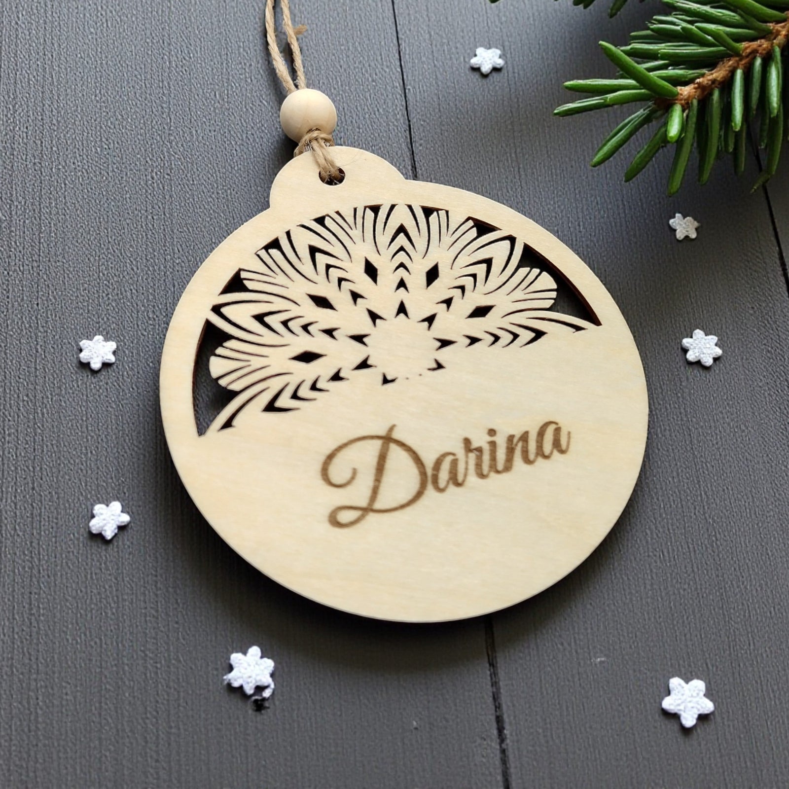 Personalised wooden ornament with custom name engraving – CraftRay Gifts